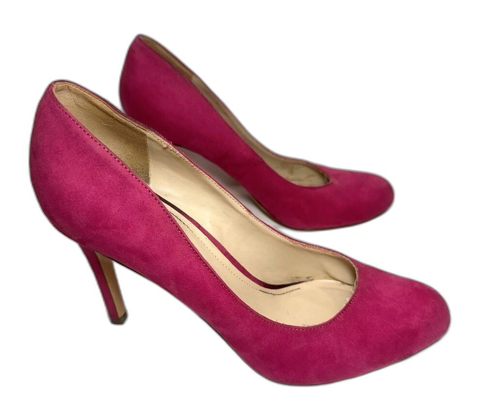 Marc Fisher Women 8.5 M Heels Lessa Round Toe Pink Faux Suede Vibrant